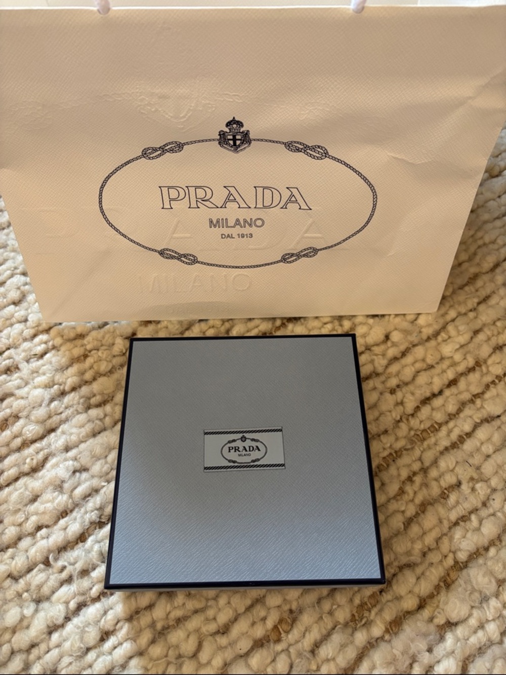 💙 New Bundle Prada Blue Gift Box with White Logo Bag